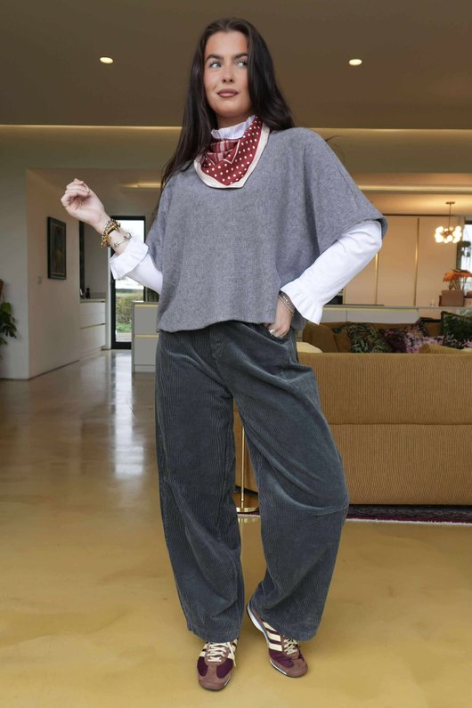 Gilbert Soft Cord Barrel Pant Charcoal /8=